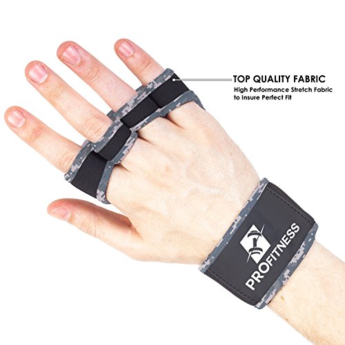 ProFitness Neoprene Workout Gloves with Silicone Non-Slip Grip – WODs, Weightlifting, Cross Training – Wrist Strap Support – Unisex for Men and Women (Camo, X-Small)