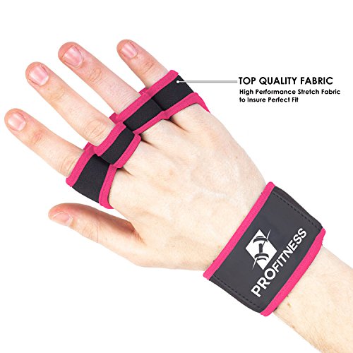 ProFitness Neoprene Workout Gloves with Silicone Non-Slip Grip – WODs, Weightlifting, Cross Training – Wrist Strap Support – Unisex for Men and Women (Pink, Small)