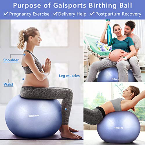GalSports Pregnancy Birthing Ball, Yoga Exercise Birth Ball Chair for Delivery & Training & Fitness, Extra Thick Non-Toxic Anti-Burst Labor Ball with Quick Pump