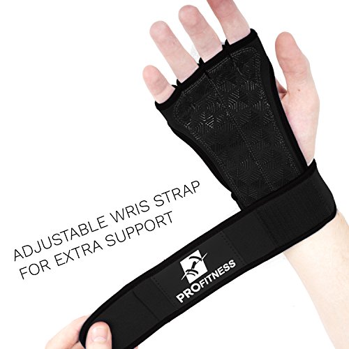ProFitness Workout Gloves Wrist Wrap Best Workout Glove for Weight Lifting, Gym Workouts (Black, Medium)