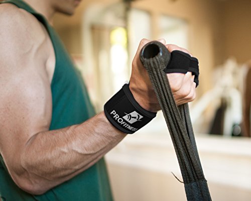 ProFitness Workout Gloves Wrist Wrap Best Workout Glove for Weight Lifting, Gym Workouts (Black, Medium)