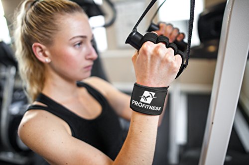 ProFitness Workout Gloves Wrist Wrap Best Workout Glove for Weight Lifting, Gym Workouts (Black, Medium)