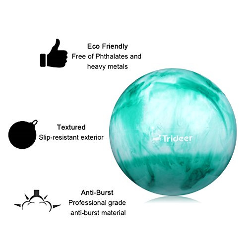 Trideer Yoga Ball - Exercise Ball for Workout pilates Stability - Anti-Burst and Slip Resistant for physical therapy, Birthing, Stretching & Core Workout, Office Ball Chair, Flexible Seating, Home Gym
