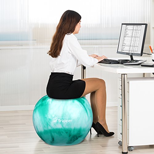 Trideer Yoga Ball - Exercise Ball for Workout pilates Stability - Anti-Burst and Slip Resistant for physical therapy, Birthing, Stretching & Core Workout, Office Ball Chair, Flexible Seating, Home Gym