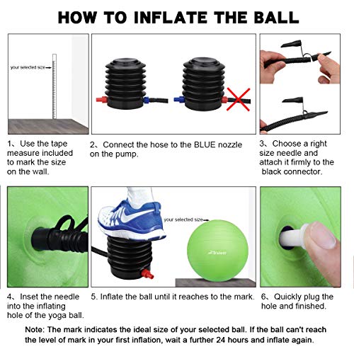 Trideer Ball Chair – Exercise Stability Yoga Ball with Base for Home and Office Desk, Ball Seat, Flexible Seating with Ring & Pump, Improves Balance, Back Pain, Core Strength & Posture（Ball with Ring