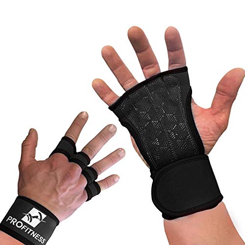 ProFitness Workout Gloves Wrist Wrap Best Workout Gloves for Weight Lifting, Gym Workouts (Black, X-Large)