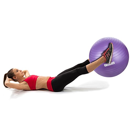 YOGU Stability Exercise Ball 65cm Yoga Balance Ball Birthing Ball with Air Pump Anti-Slip & Anti-Burst Supports 2000lbs Great for Yoga Pilates Abdominal Workout Fitness Ball and Office Chair