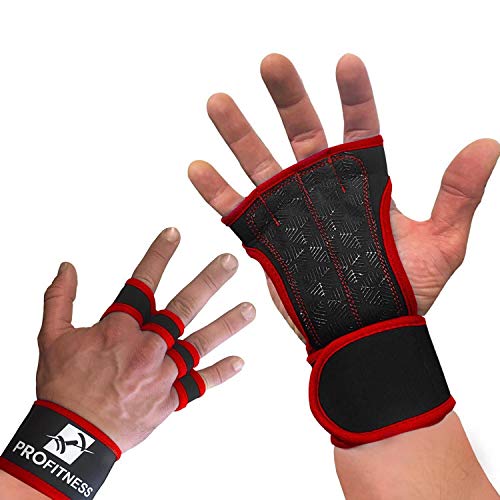 ProFitness Workout Gloves with Wrist Support Best Workout Gloves for Weight Lifting, Gym Workouts (Red, Large)