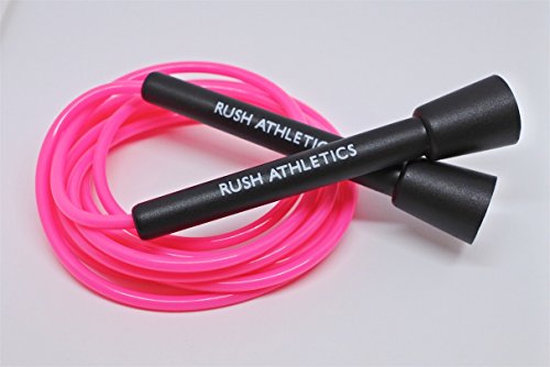 RUSH ATHLETICS SPEED ROPE NEON PINK - Best for Boxing MMA Cardio Fitness Training - Speed Agility Condition - Adjustable 10ft RUSH ATHLETICS JUMP ROPE Sold by RUSH ATHLETICS