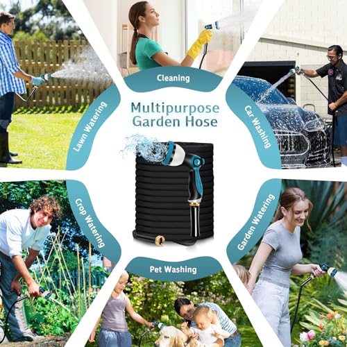 30.5m Flexible Garden Hose with 10 Function Nozzle