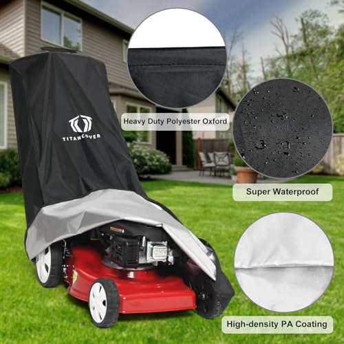 TitanCovers Waterproof Lawn Mower Cover with Storage Bag