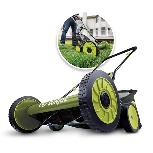 Sun Joe MJ501M 7-Gallon Lawn Mower, 18-Inch, Compact Green/Black
