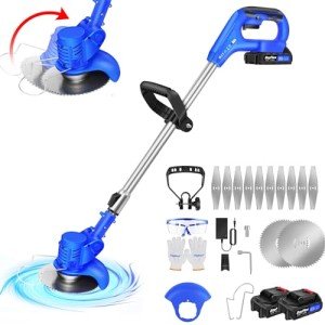 21V Cordless Electric Grass Trimmer with Batteries