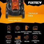 FUXTEC 40V Cordless Lawn Mower with Batteries