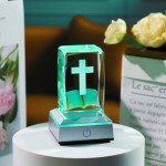 3D Crystal Cross Figurine with Colorful Base