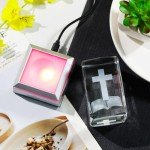 3D Crystal Cross Figurine with Colorful Base
