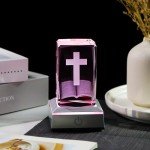 3D Crystal Cross Figurine with Colorful Base