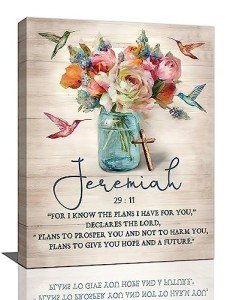 Rustic Bible Verse Wall Art with Flowers