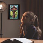 Stained Glass Christian Cross Art Print 11x14