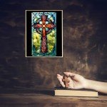 Stained Glass Christian Cross Art Print 11x14
