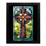 Stained Glass Christian Cross Art Print 11x14