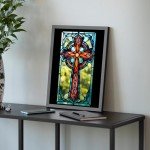 Stained Glass Christian Cross Art Print 11x14
