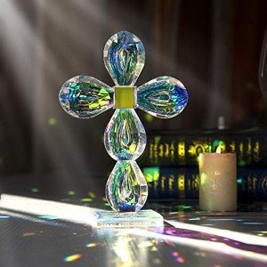 Crystal Standing Cross Figurine for Home Decor
