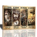 Be Brave Christian Wall Art - Lion & Lamb Decor