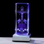 3D Crystal Jesus Cross Statue Decorative Gift