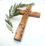 Hand-Carved Olive Wood Dove Cross Wall Decor