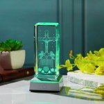 3D Crystal Jesus Cross Statue Decorative Gift