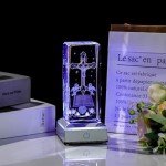3D Crystal Jesus Cross Statue Decorative Gift