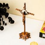 Jesus Crucifix Table Cross with Stand, Copper 10
