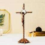 Jesus Crucifix Table Cross with Stand, Copper 10