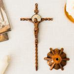 Jesus Crucifix Table Cross with Stand, Copper 10