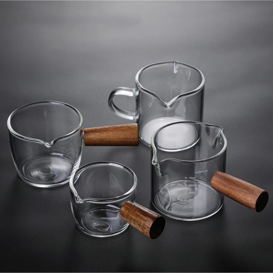 Wooden-handled Glass Espresso Measuring Cup - 140ml