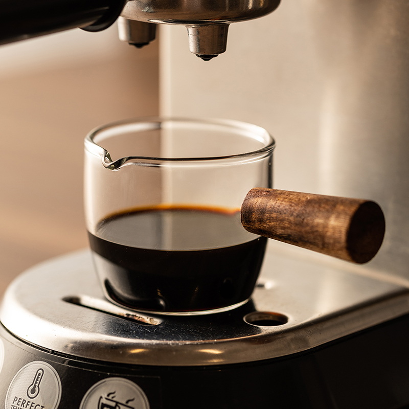 Wooden-handled Glass Espresso Measuring Cup - 140ml