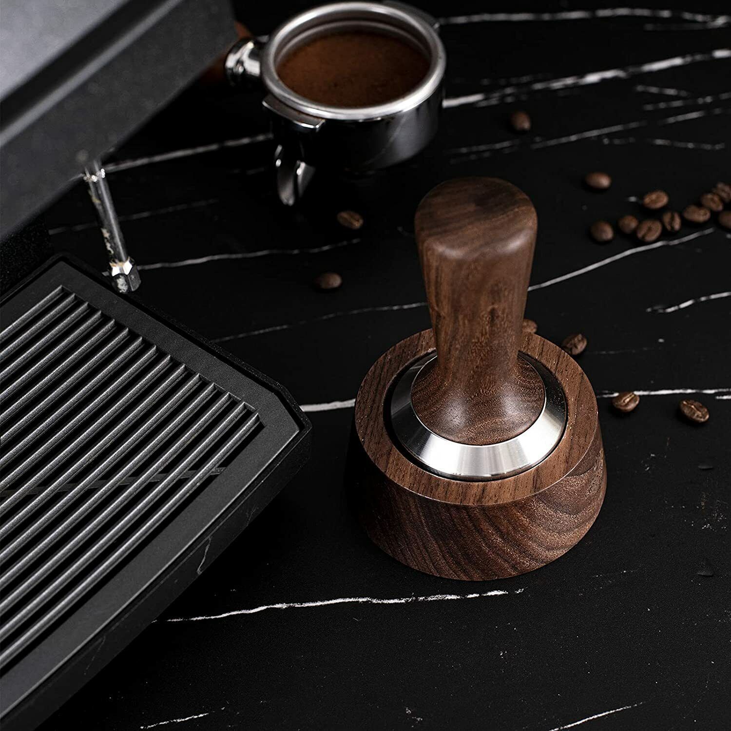 CrossCreek Espresso Tamper with Walnut Handle
