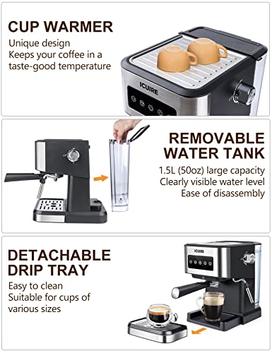 ICUIRE 20 Bar Espresso Maker with Milk Frother