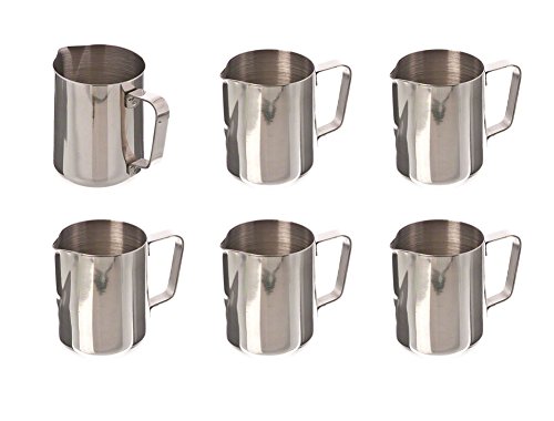 Set of 6 Stainless Steel Frothing Pitchers for Coffee