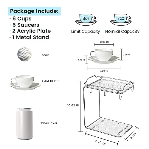 Ceramic Cappuccino Cup Set - 6 White Cups