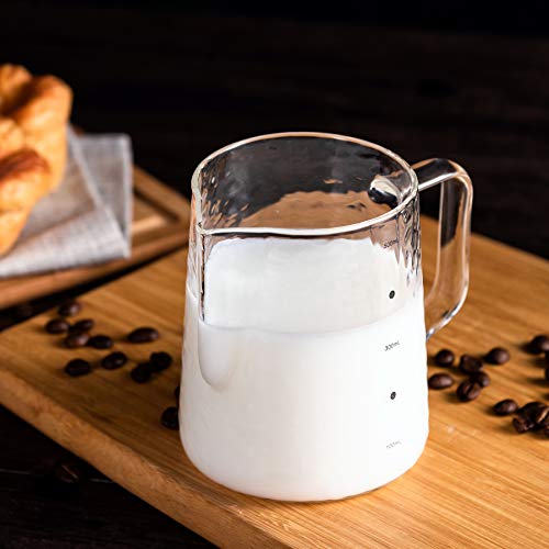 Heat-Resistant Glass Milk Steaming Pitcher, 20oz/600ml
