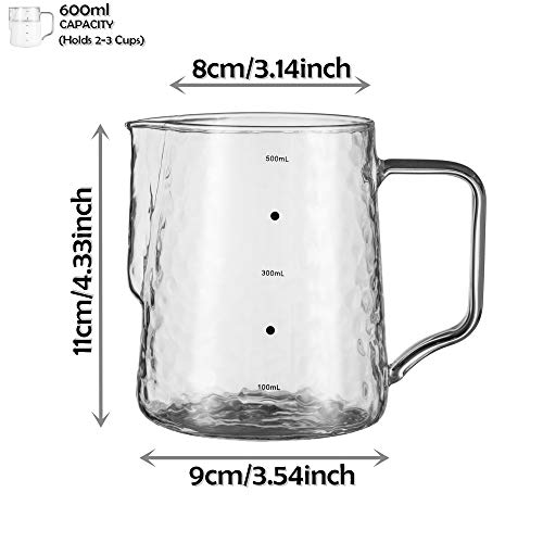 Heat-Resistant Glass Milk Steaming Pitcher, 20oz/600ml