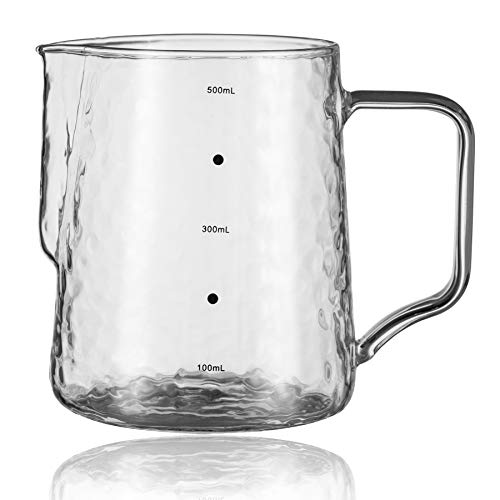 Heat-Resistant Glass Milk Steaming Pitcher, 20oz/600ml