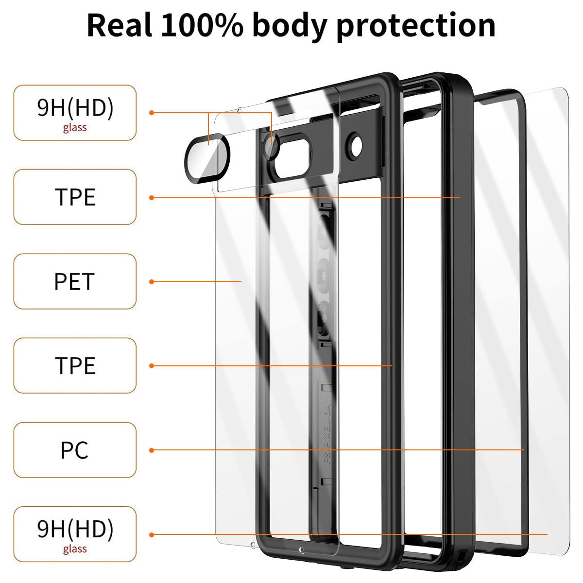 Rugged IP68 Waterproof Cover for Google Pixel 6A