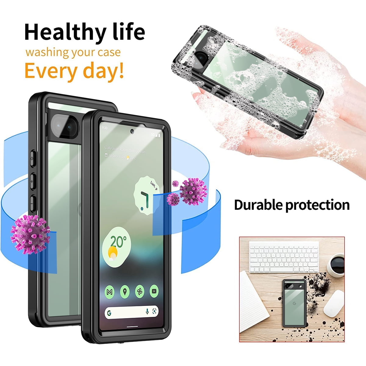 Rugged IP68 Waterproof Cover for Google Pixel 6A