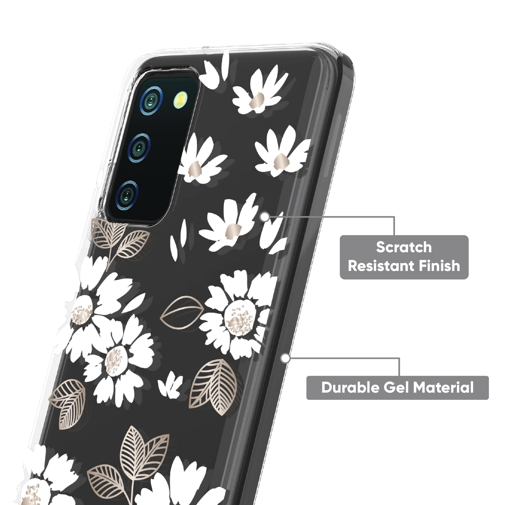 Samsung Galaxy A03s White Floral Phone Case