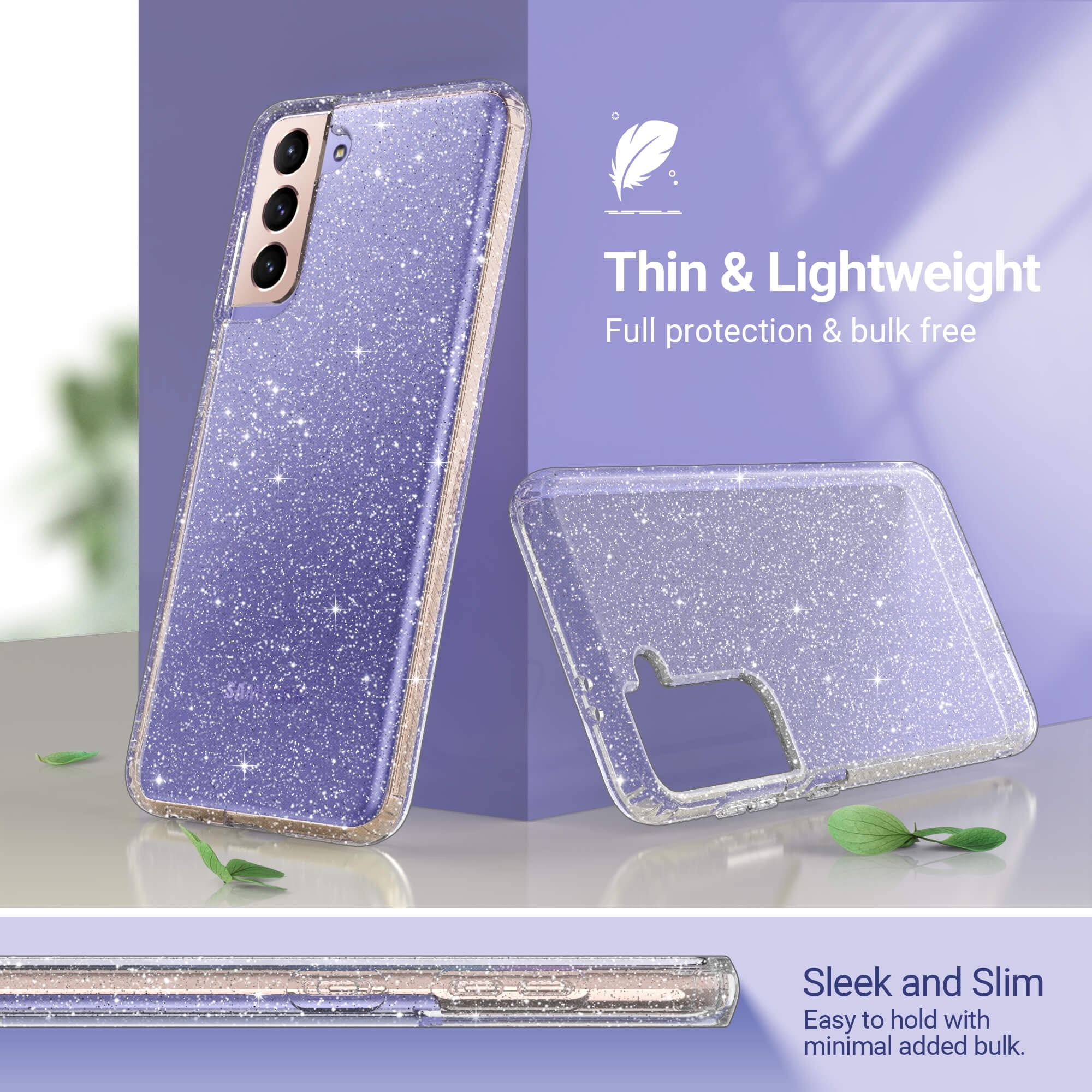 Samsung S21 Clear Glitter Bumper Phone Case