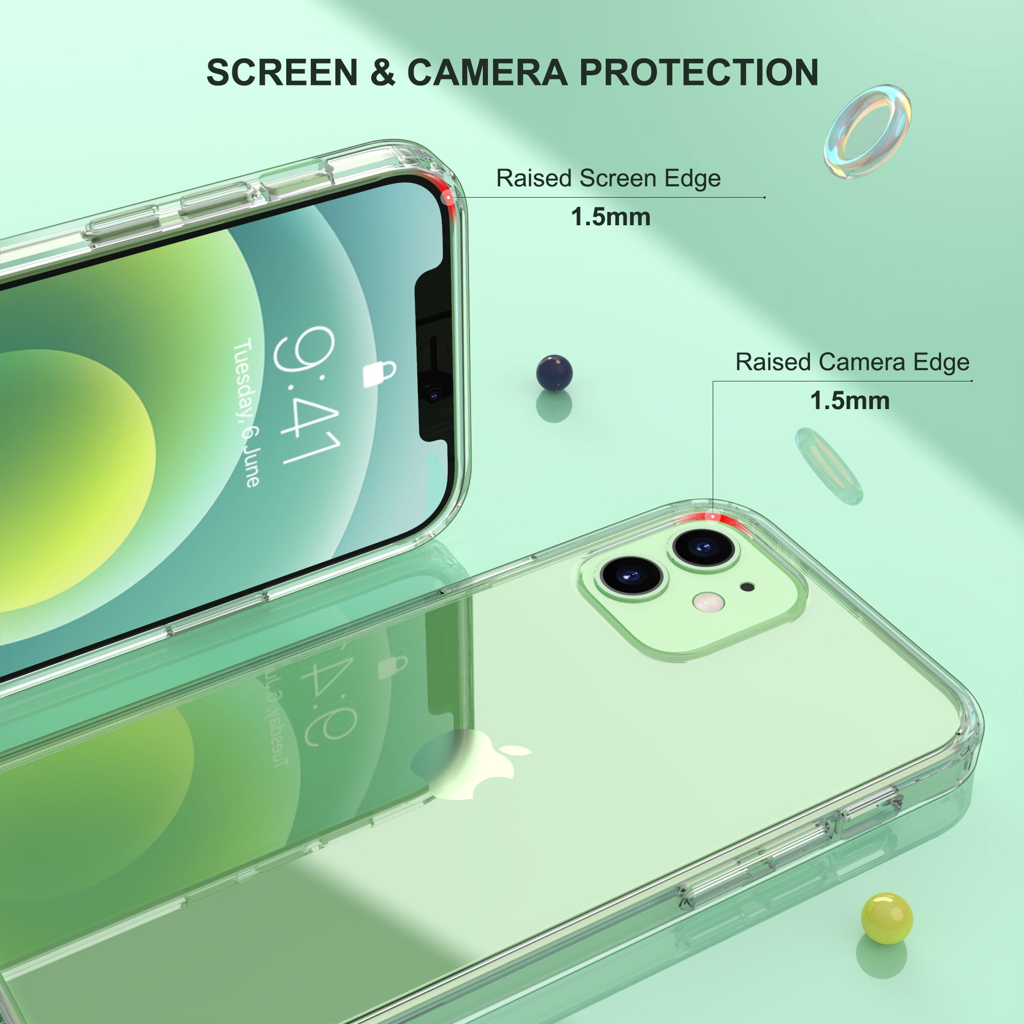 ULAK Clear Anti-Scratch Shockproof Bumper iPhone 12/12 Pro Case
