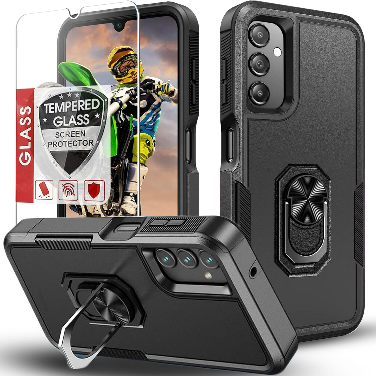 Samsung Galaxy A15 A14 5G A54 A35 A03S A13 Shockproof Case with Glass Cover